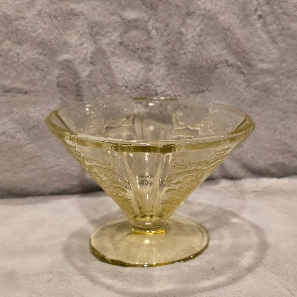 Vintage Federal Glass Madrid Yellow Depression Glass Sherbet Cup Footed Dessert